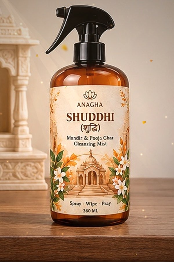 Shuddhi beside a carved marble home mandir
